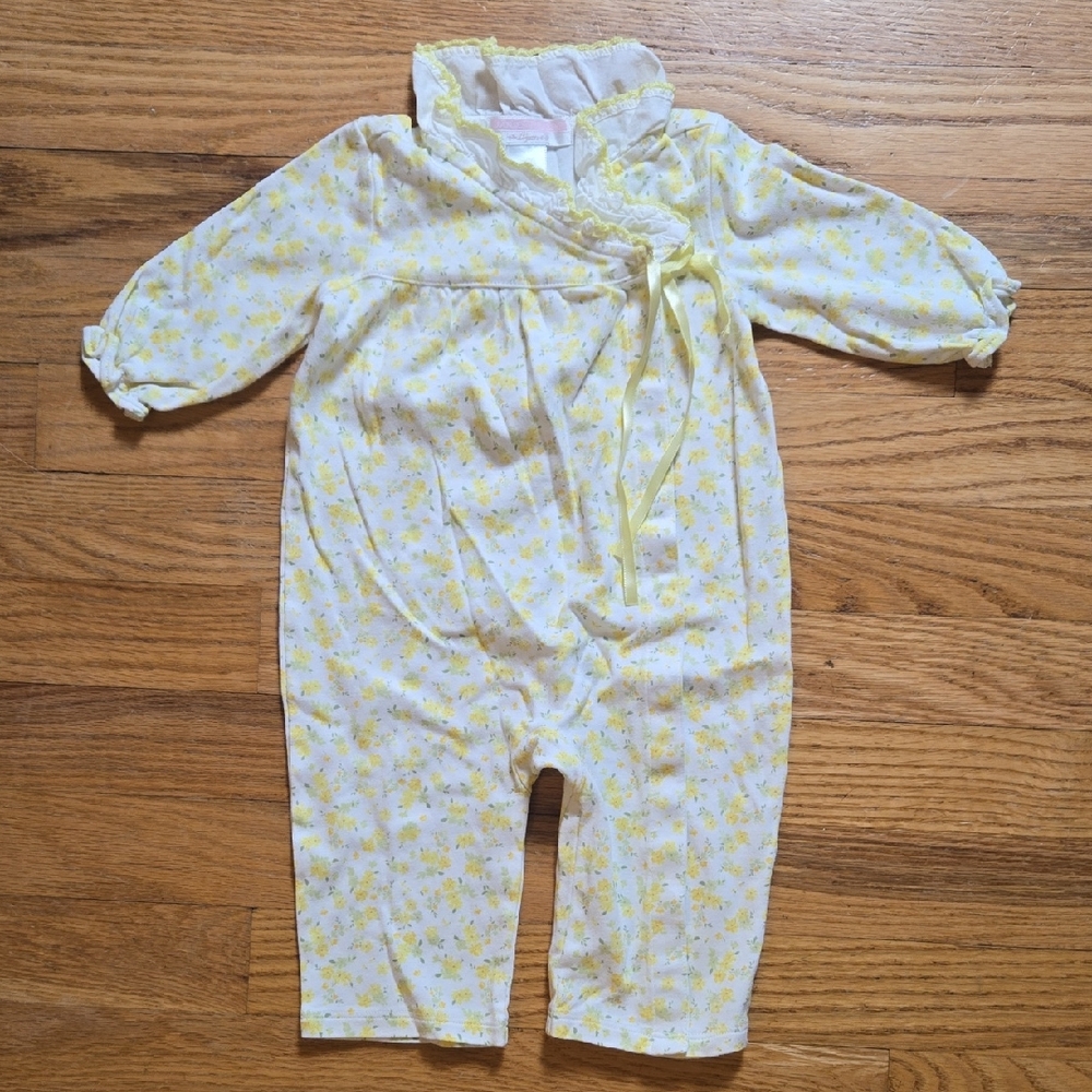 Janie And Jack yellow floral ruffle layette onesie